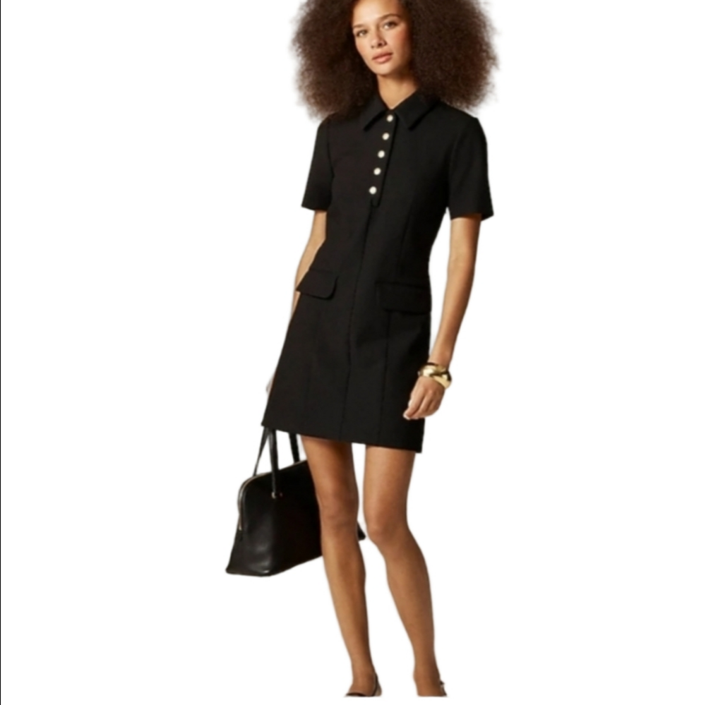 J. Crew Black Short-Sleeve Mini Shirt Dress